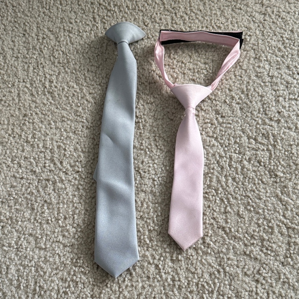Grey  and Pink Necktie Set